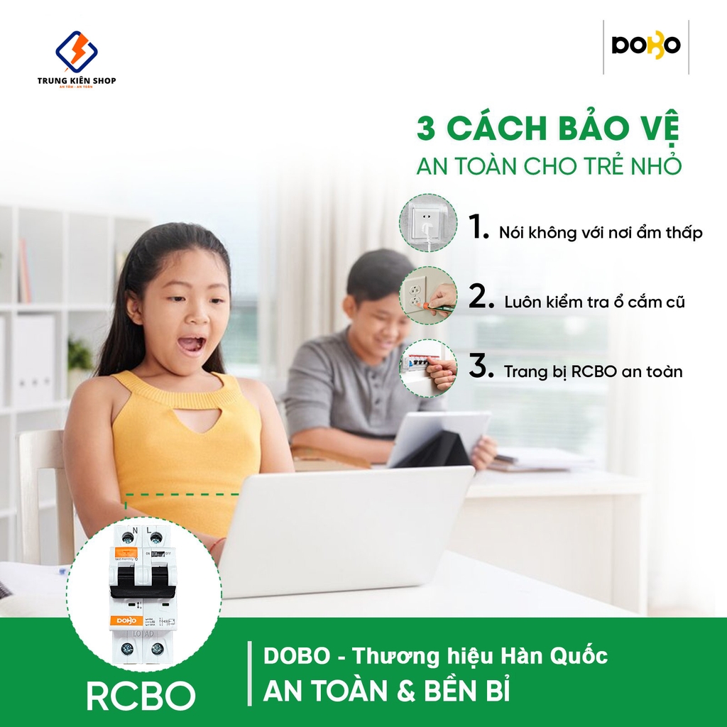 [RCBO 25A] Cầu Dao Chống Giật RCBO DOBO KOREA đa năng - siêu nhạy 4kA 30mA - Aptomat chống giật test trực tiếp - DB65LE-882522