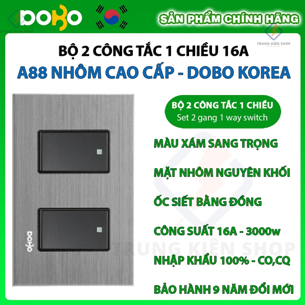 Công tắc Ổ cắm điện âm tường DoBo Hàn Quốc A88 nhôm cao cấp nhập khẩu chính hãng - Bảo hành 9 năm - NPP Trung Kiên
