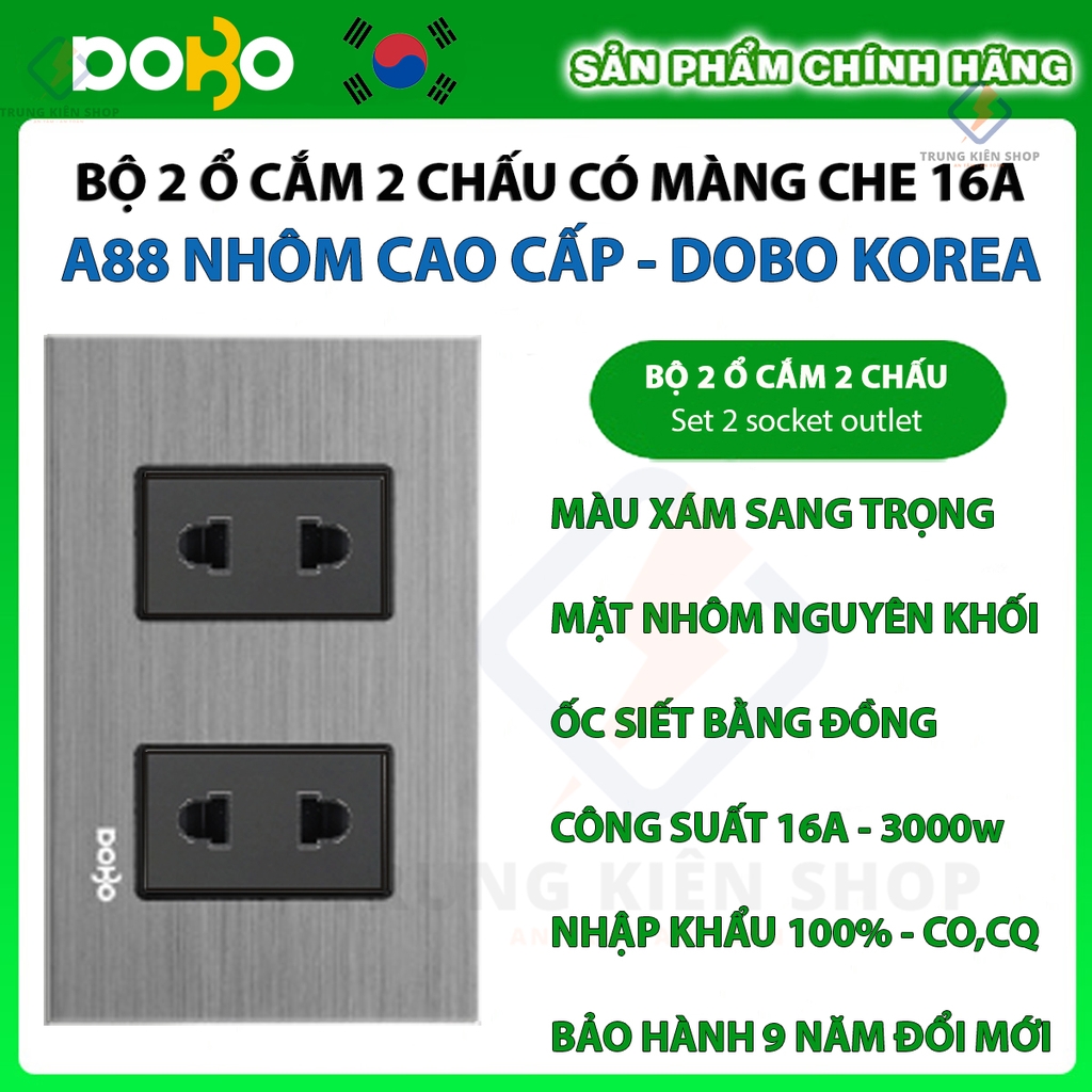 Công tắc Ổ cắm điện âm tường DoBo Hàn Quốc A88 nhôm cao cấp nhập khẩu chính hãng - Bảo hành 9 năm - NPP Trung Kiên