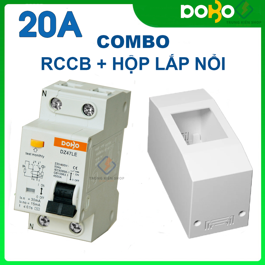 Cầu Dao Chống Giật RCCB 2P16-20-25-32-40-50-63A 30mA  DOBO KOREA đa năng - siêu nhạy - test giật trực tiếp