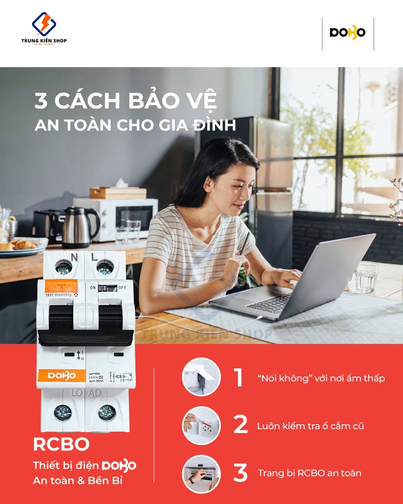 [RCBO 32A] Cầu Dao Chống Giật RCBO DOBO KOREA đa năng - siêu nhạy 4kA 30mA - Aptomat chống giật test trực tiếp - DB65LE-883222