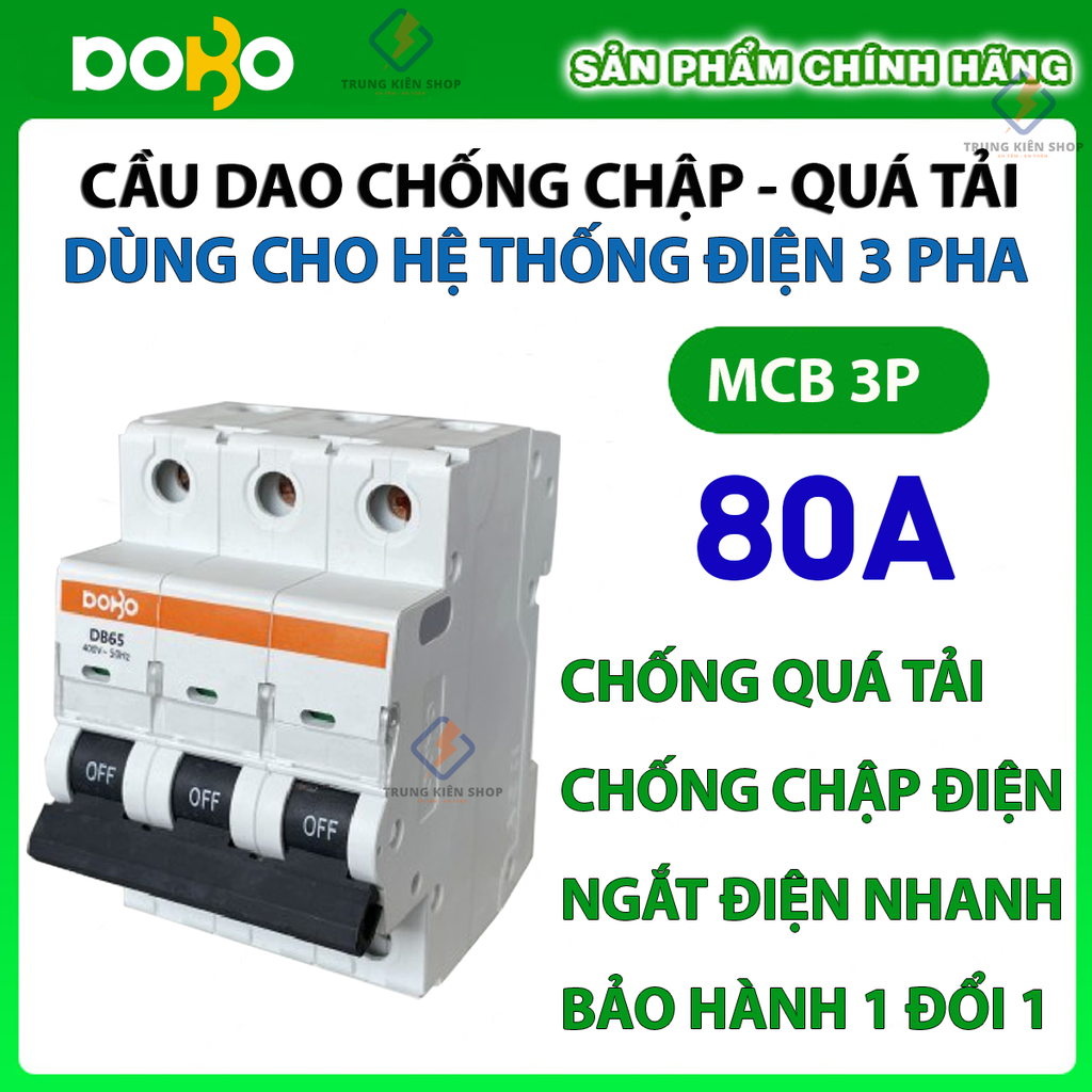 [HÀNG CHÍNH HÃNG] Cầu Dao Tự Động 3 Pha DOBO KOREA - MCB 3 PHA siêu nhạy - 6kA (Aptomat chống chập - quá tải)
