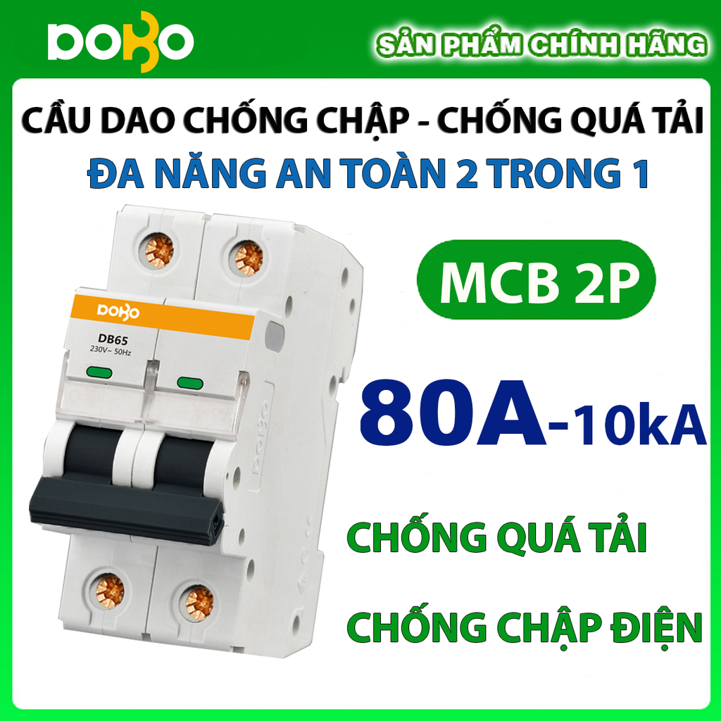 Cầu Dao Tự Động MCB DOBO KOREA 2P 6kA  Loại Tốt CHỐNG CHẬP - CHỐNG QUÁ TẢI SIÊU NHẠY ( Aptomat chống chập)