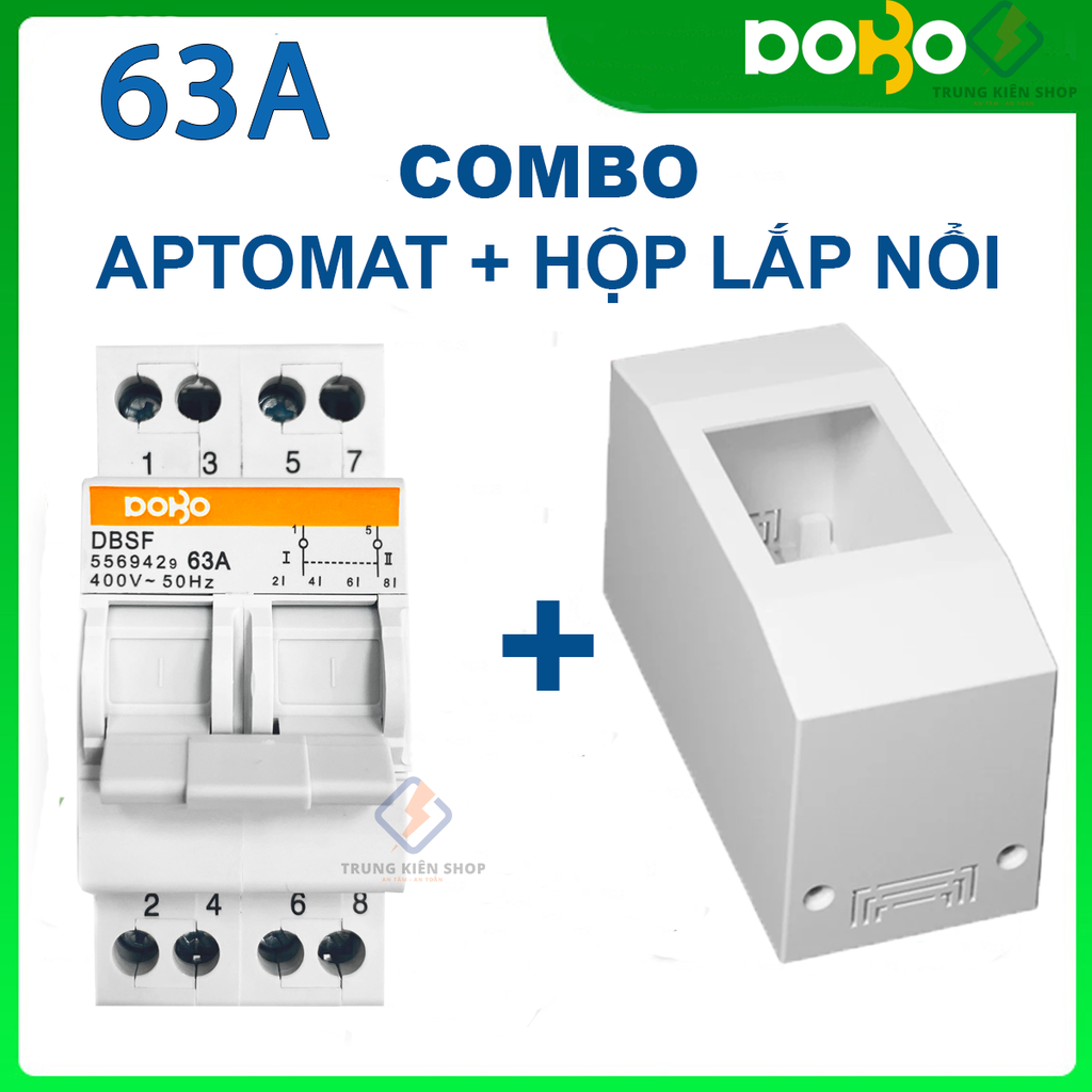 [HÀNG CHÍNH HÃNG] Cầu Dao Đảo Chiều DoBo Korea 2P 63A - Aptomat đảo chiều DoBo - Thiết kế mới - Hàng Tốt - BH 12 tháng