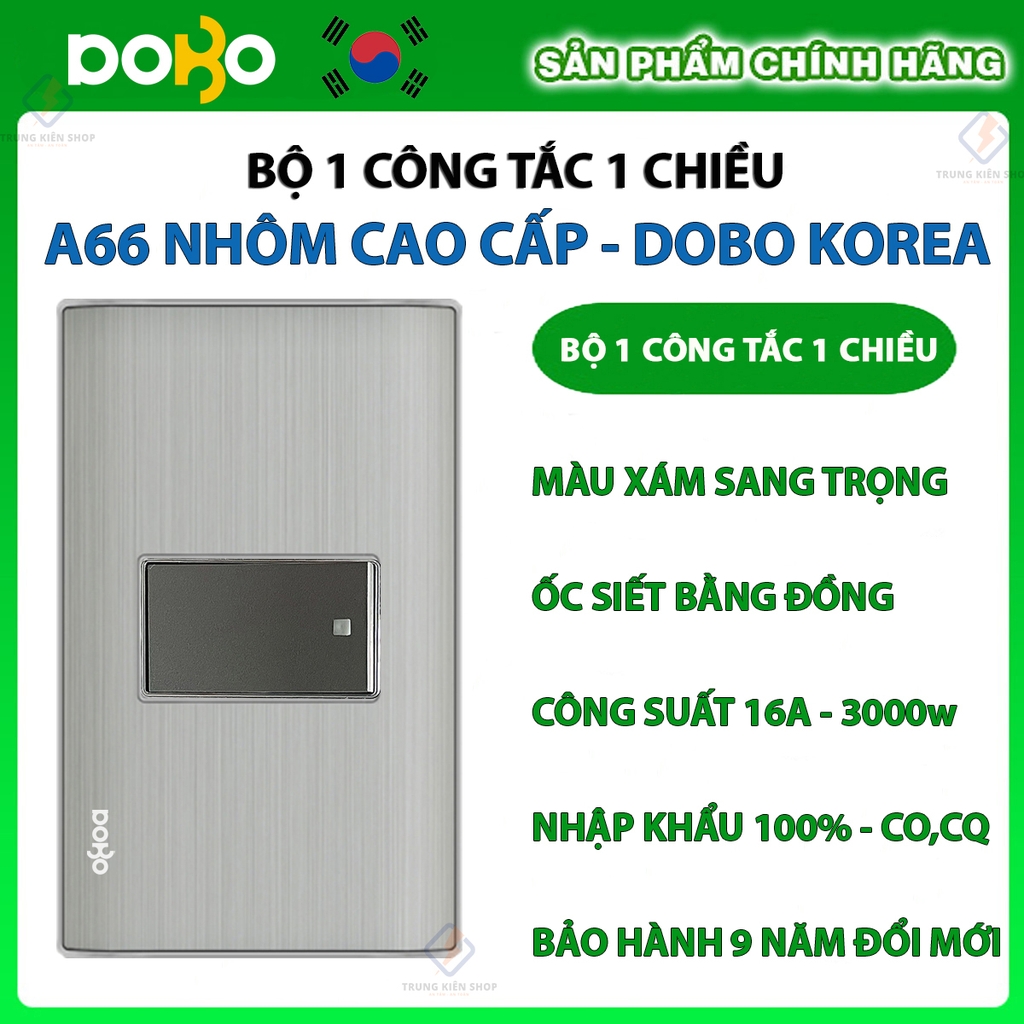 Bộ công tắc ổ cắm điện âm tường DoBo Hàn Quốc A66 nhôm cao cấp nhập khẩu chính hãng - Bảo hành 9 năm - NPP Trung Kiên