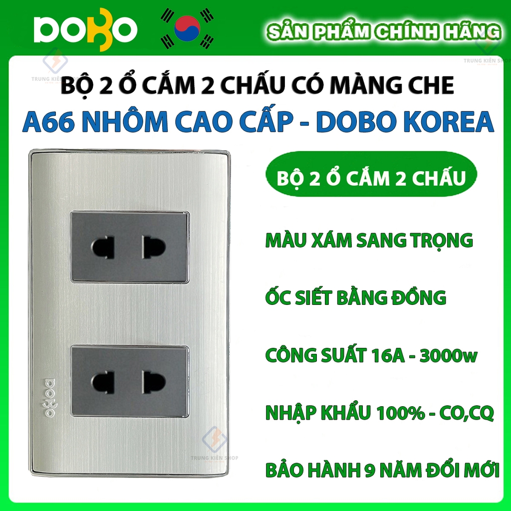 Bộ công tắc ổ cắm điện âm tường DoBo Hàn Quốc A66 nhôm cao cấp nhập khẩu chính hãng - Bảo hành 9 năm - NPP Trung Kiên
