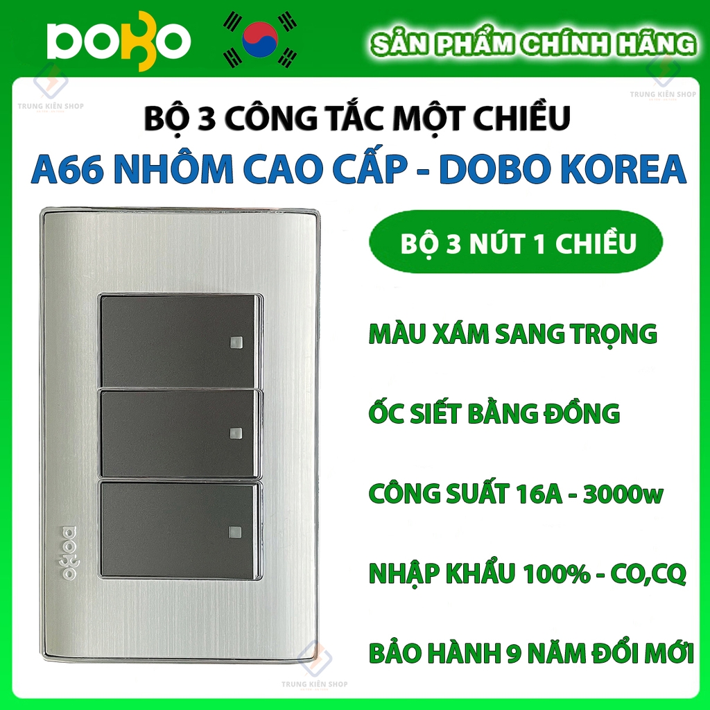 Bộ công tắc ổ cắm điện âm tường DoBo Hàn Quốc A66 nhôm cao cấp nhập khẩu chính hãng - Bảo hành 9 năm - NPP Trung Kiên
