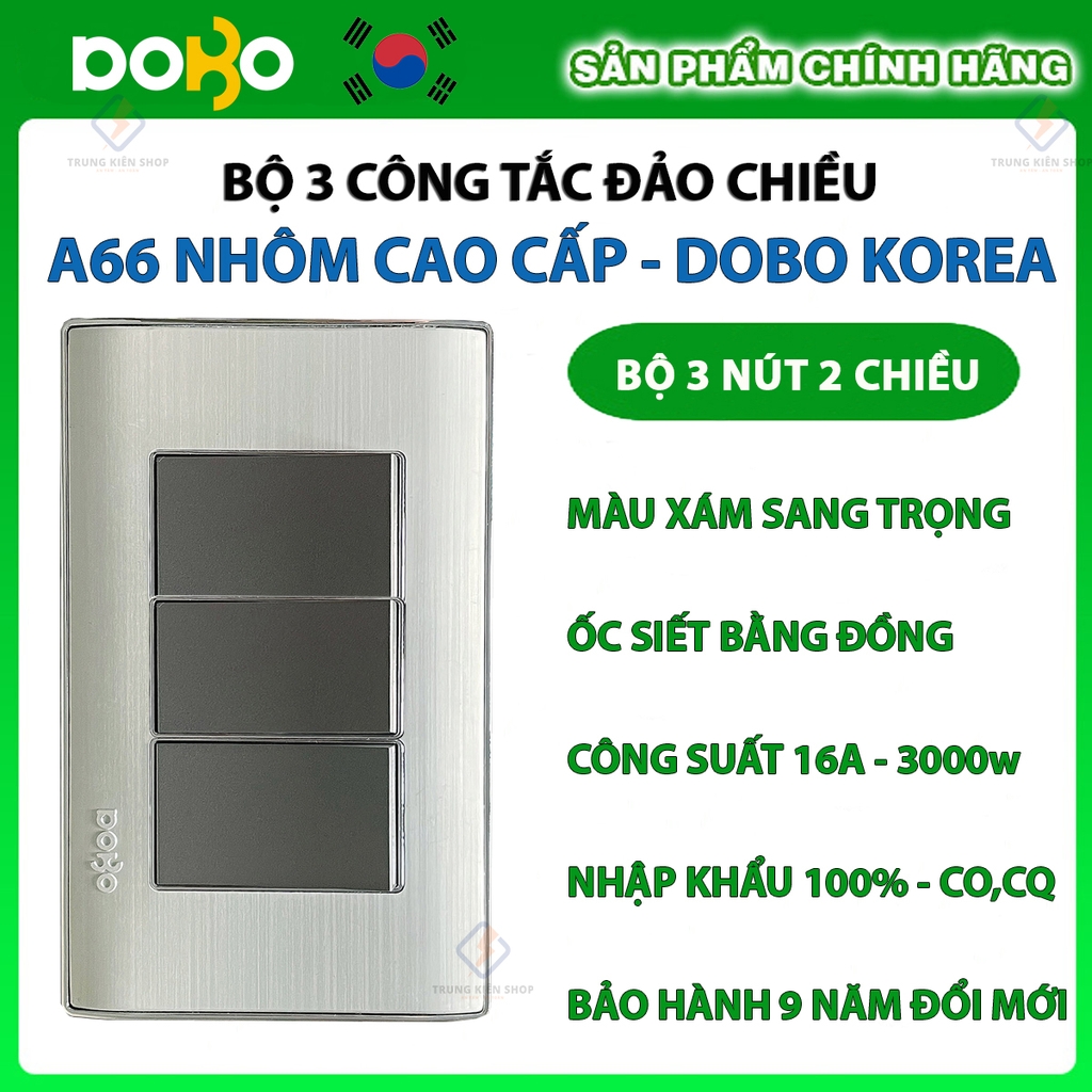 Bộ công tắc ổ cắm điện âm tường DoBo Hàn Quốc A66 nhôm cao cấp nhập khẩu chính hãng - Bảo hành 9 năm - NPP Trung Kiên