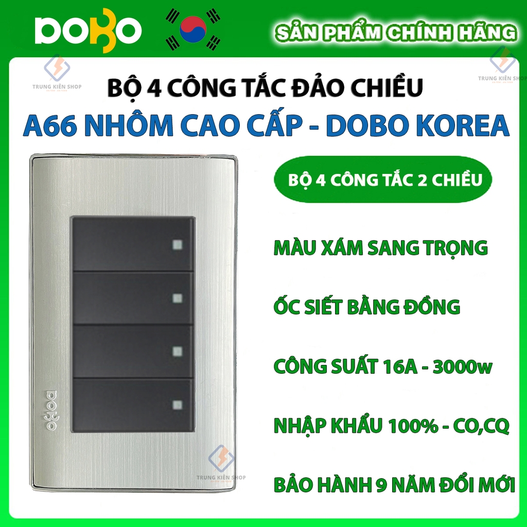 Bộ công tắc ổ cắm điện âm tường DoBo Hàn Quốc A66 nhôm cao cấp nhập khẩu chính hãng - Bảo hành 9 năm - NPP Trung Kiên