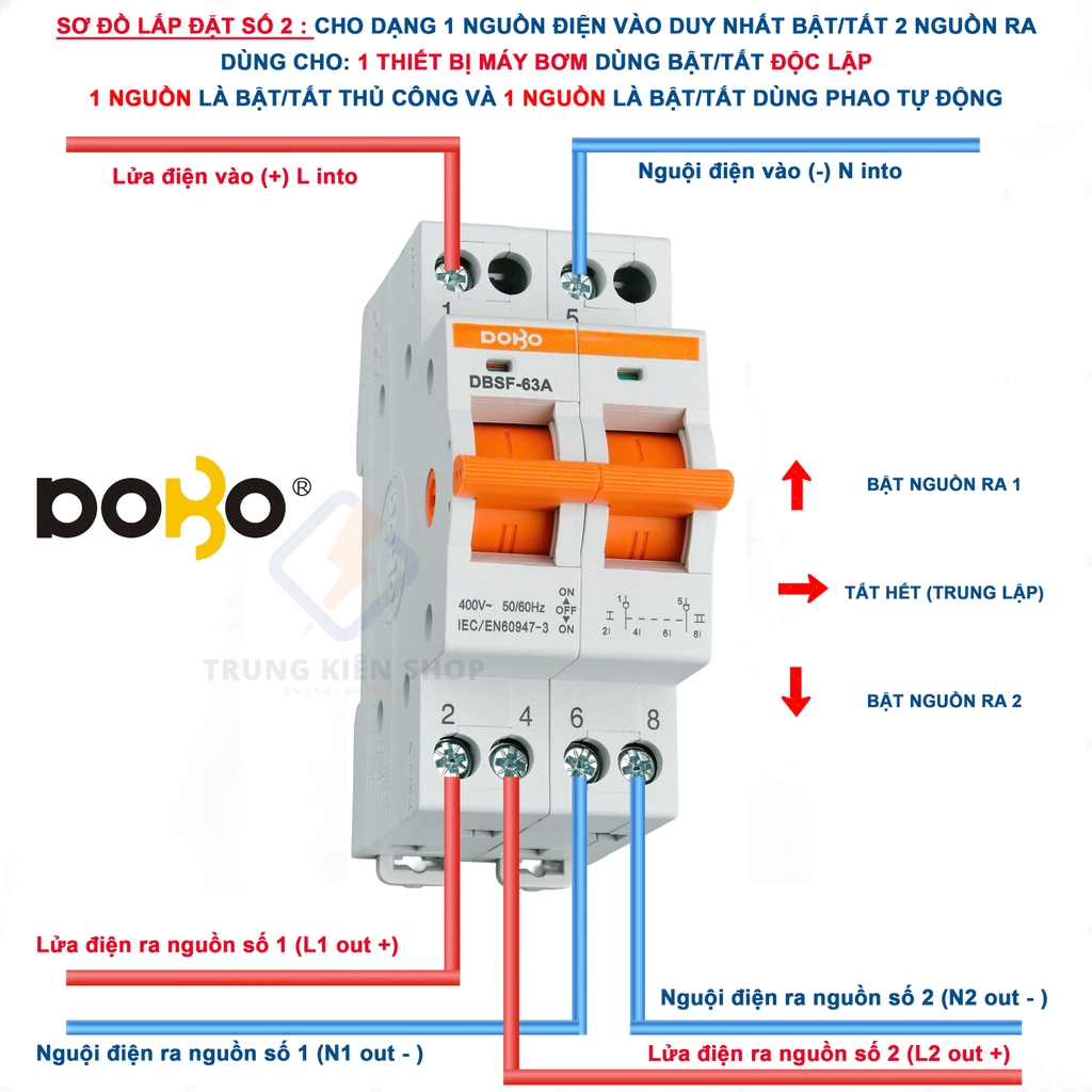[HÀNG CHÍNH HÃNG] Cầu dao đảo chiều DoBo Hàn Quốc DBSF-63A - Aptomat đảo chiều DoBo - Thiết kế mới - Hàng Tốt - Có xuất VAT - BH 12 tháng