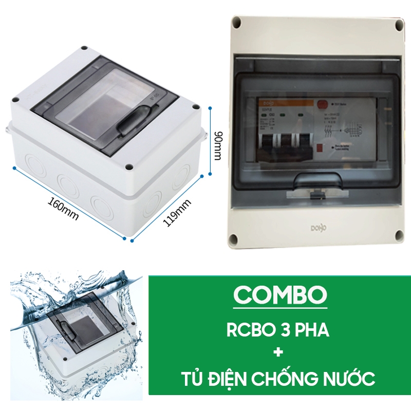 [RCBO 3P 32A] Cầu Dao Chống Giật  RCBO 3 Pha 380V 32A RCBO DOBO KOREA siêu nhạy - 4.5kA 30mA (Aptomat chống giật) DZ47LE-88323P
