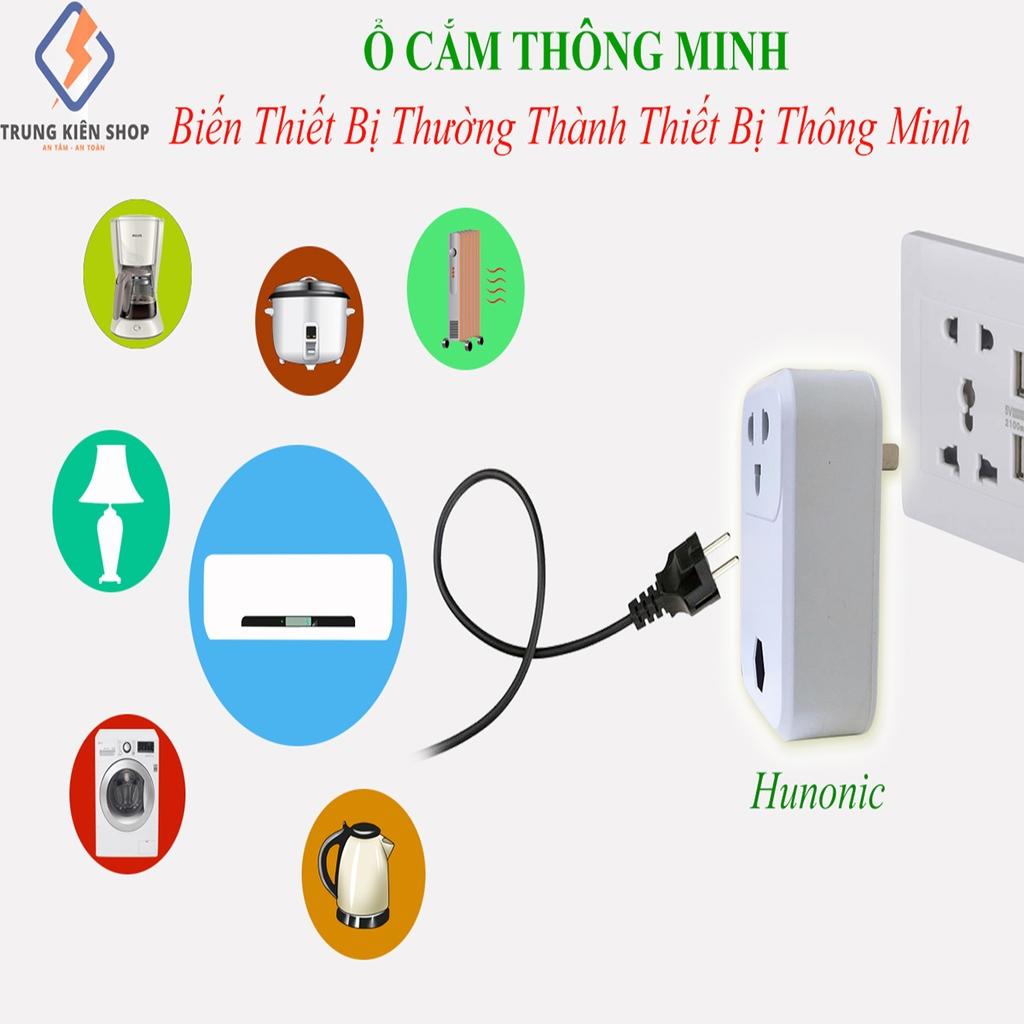 Ổ cắm thông minh Hunonic SK01. Điều khiển từ xa bằng điện thoại thông qua Wifi| Hẹn giờ tự động 4000w- 20A