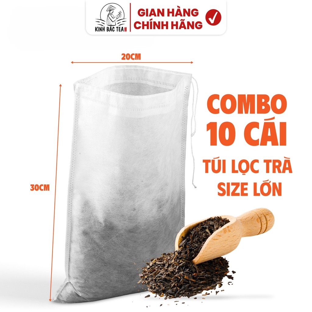COMBO 10 Túi Lọc Trà Lớn 20x30cm Kích Thước 20x30cm (Có Dây Rút- Không Dệt Cao Cấp, Siêu Tiện Dụng-Dùng Được Nhiều Lần)