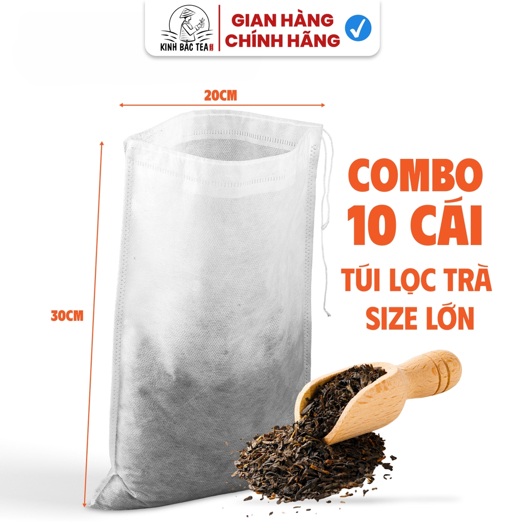 COMBO 10 Túi Lọc Trà Lớn 20x30cm Kích Thước 20x30cm (Có Dây Rút- Không Dệt Cao Cấp, Siêu Tiện Dụng-Dùng Được Nhiều Lần)