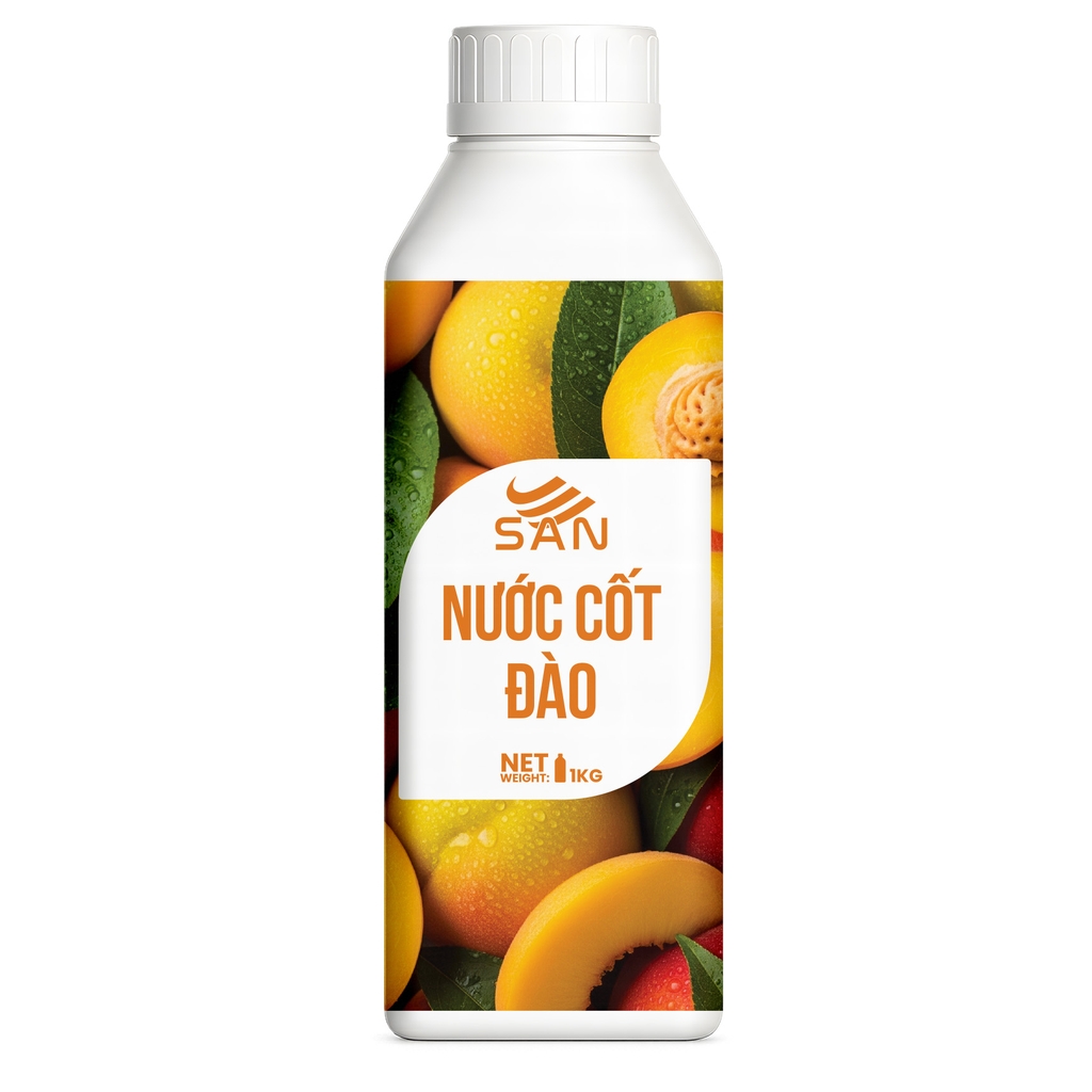 NƯỚC CỐT ĐÀO Chai 1Kg, tặng sách công thức, tiện dụng, trái cây tự nhiên, đậm đặc, chuyên dùng pha chế trà trái cây, soda