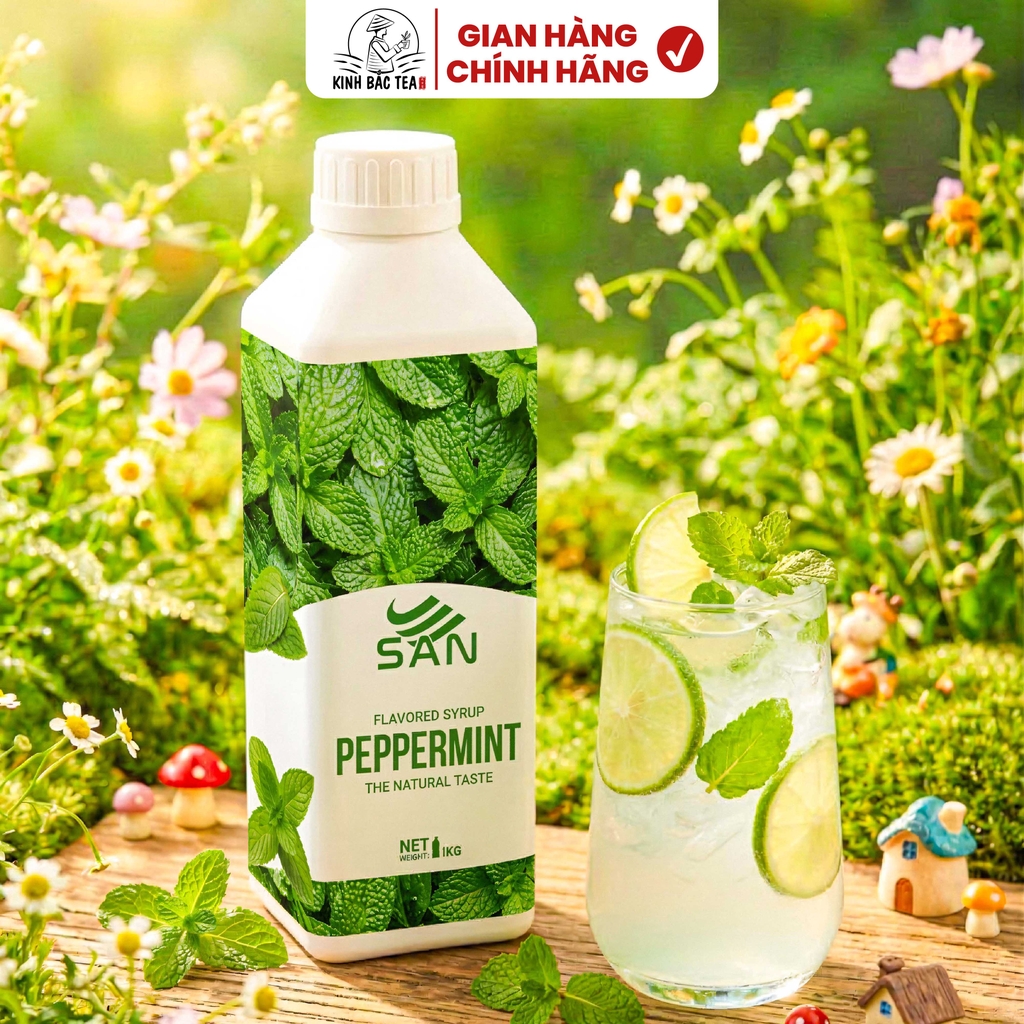 SYRUP HƯƠNG BẠC HÀ (1 kg), tặng sách công thức, tiện dụng, trái cây tự nhiên, đậm đặc, chuyên dùng pha chế trà trái cây, soda