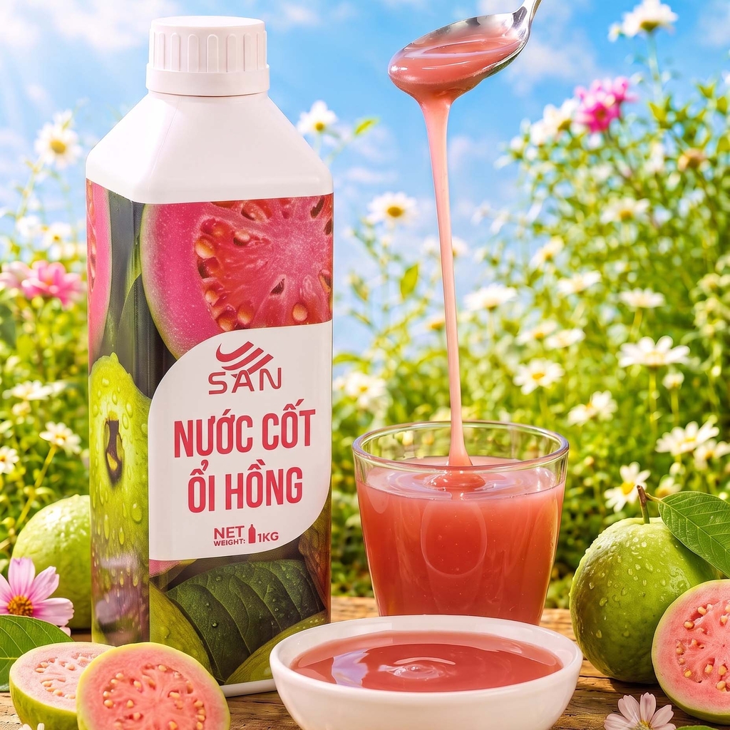 Nước Cốt Ổi Hồng SAN Chai 1Kg