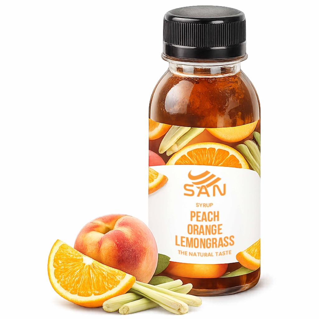 Syrup Đào Cam Sả SAN Chai 1Kg
