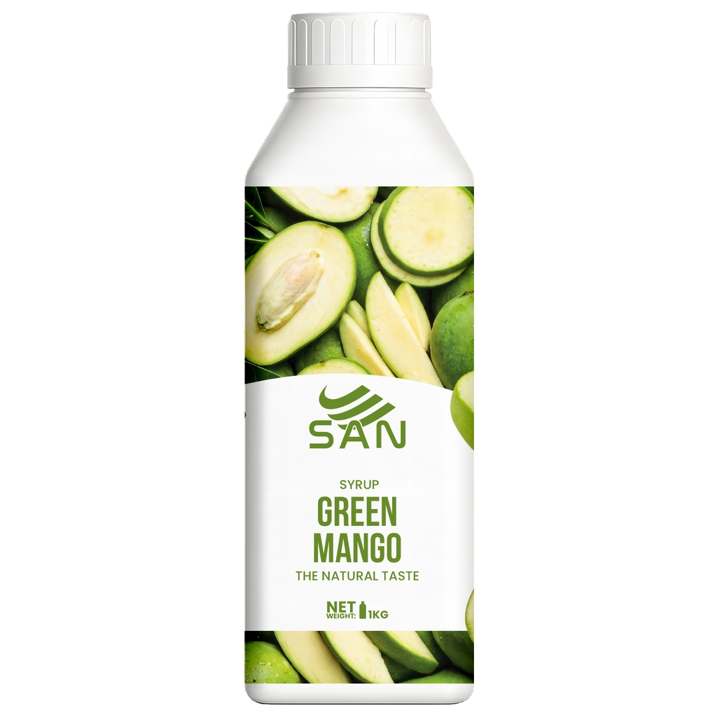 SYRUP XOÀI NON (1 kg), tặng sách công thức, tiện dụng, trái cây tự nhiên, đậm đặc, chuyên dùng pha chế trà trái cây, soda