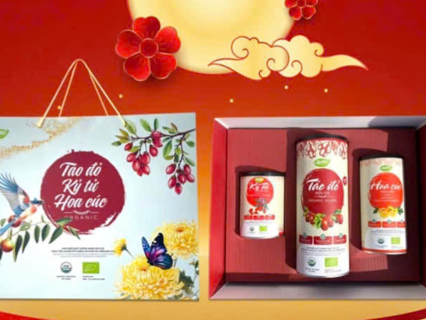 Set quà tặng Táo đỏ - kỷ tử - hoa cúc hữu cơ USDA-EU