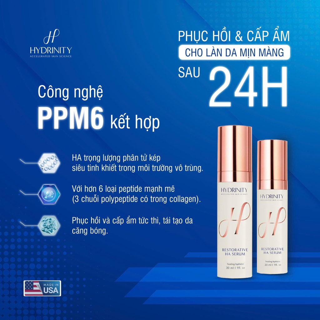 HYDRINITY Restorative HA Serum: Tinh Chất Cấp Ẩm Chuyên Sâu, Phục Hồi Tức Thì Với HA Siêu Nạp