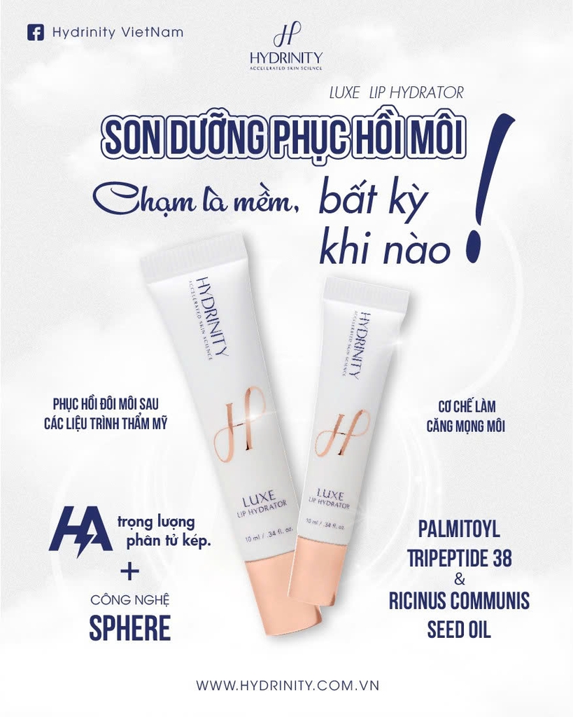 HYDRINITY LUXE LIP HYDRATOR: Khoa Học Gặp Gỡ Sang Trọng - "Filler Không Tiêm" Cho Đôi Môi Căng Mọng