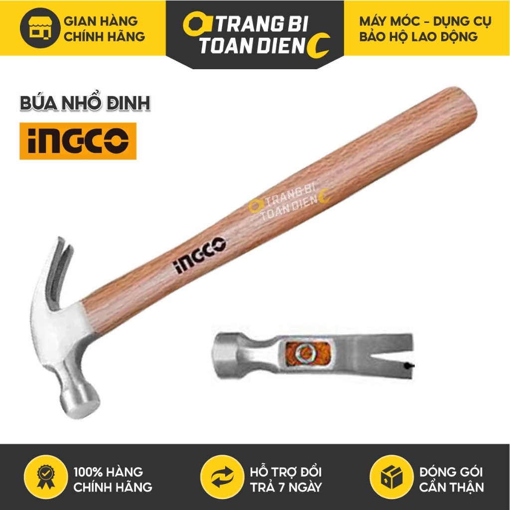 Búa nhổ đinh INGCO HCH0416 450g, Tay cầm gỗ cứng, Đầu búa rèn khuôn ...