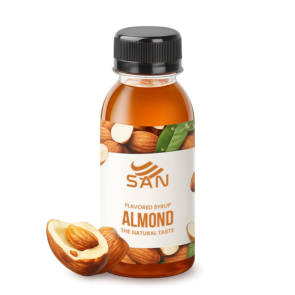 SYRUP HƯƠNG HẠNH NHÂN Chai 100ml, đậm đà, có chai chiết 100ml tặng công thức, latte, trà sữa, làm bánh, pha chế đa dạng