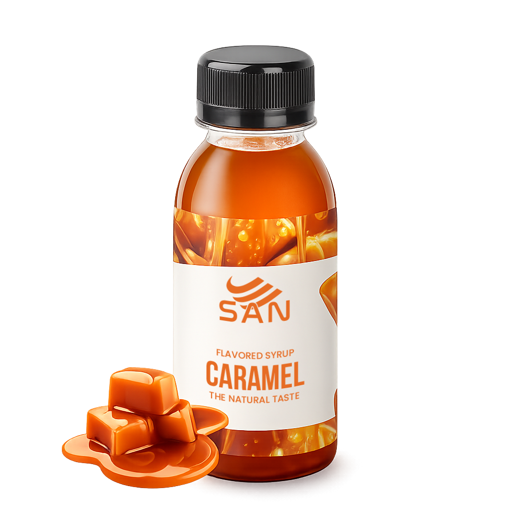 SYRUP HƯƠNG CARAMEL Chai 100ml, đậm đà, có chai chiết 100ml tặng công thức, latte, trà sữa, làm bánh, pha chế đa dạng