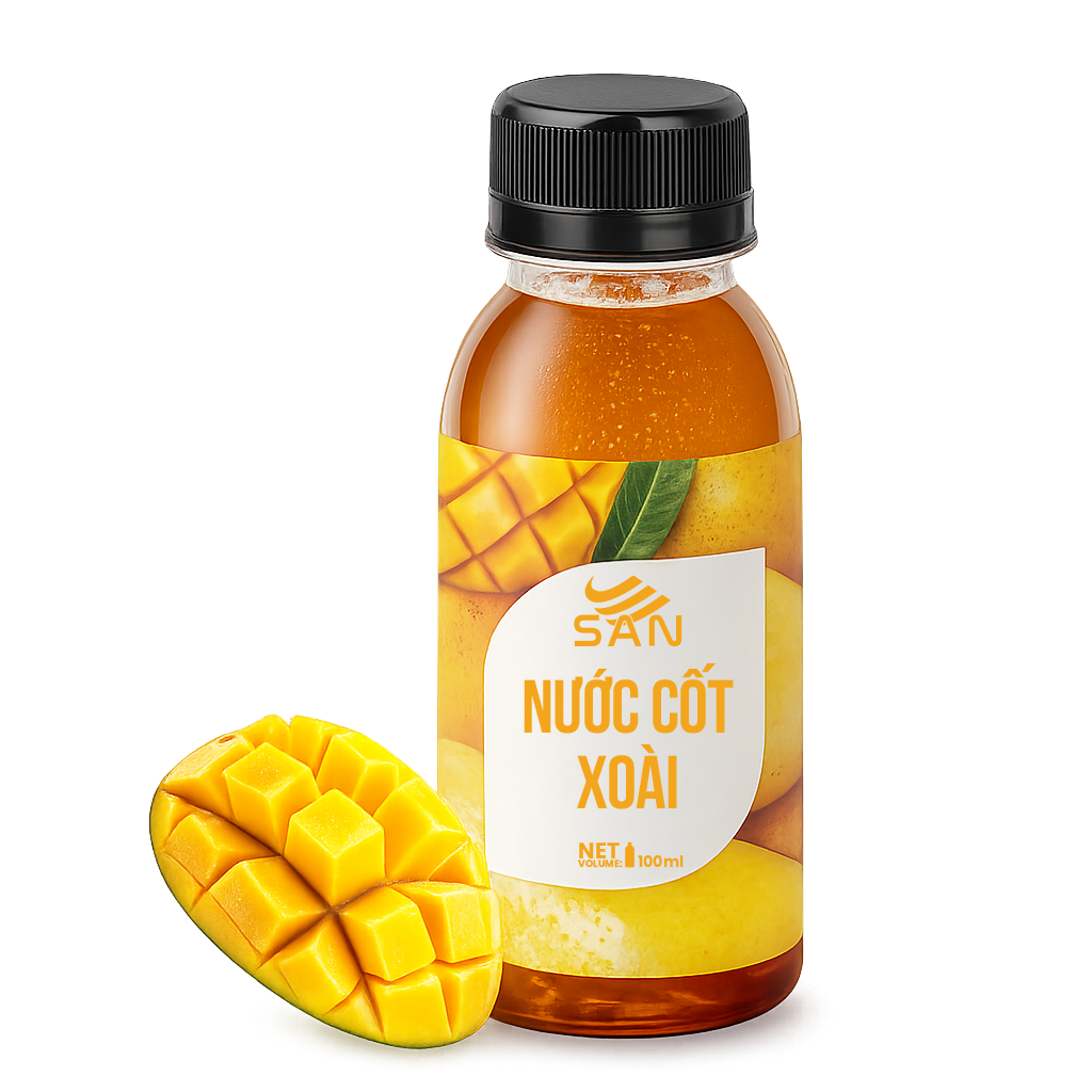 NƯỚC CỐT XOÀI Chai 1Kg, tặng sách công thức, tiện dụng, trái cây tự nhiên, đậm đặc, chuyên dùng pha chế trà trái cây, soda