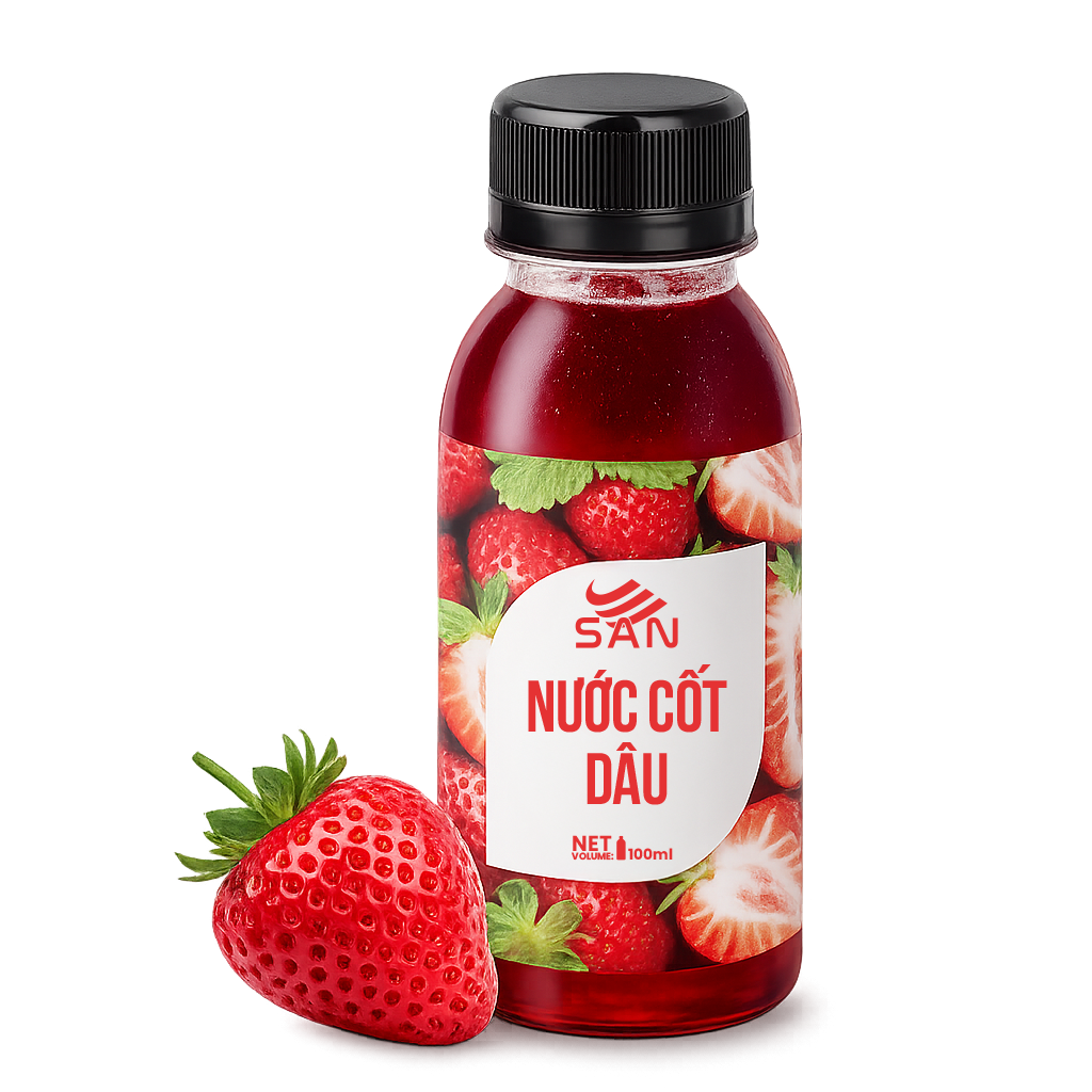 NƯỚC CỐT DÂU Chai 1Kg, tặng sách công thức, tiện dụng, trái cây tự nhiên, đậm đặc, chuyên dùng pha chế trà trái cây, soda