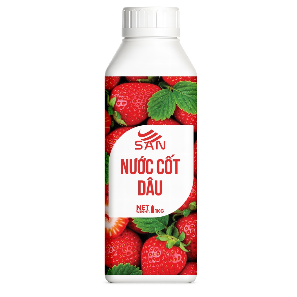 NƯỚC CỐT DÂU Chai 1Kg, tặng sách công thức, tiện dụng, trái cây tự nhiên, đậm đặc, chuyên dùng pha chế trà trái cây, soda