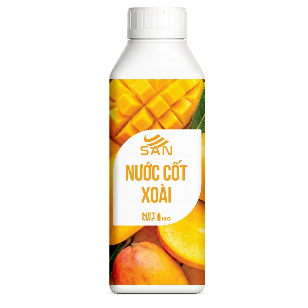 NƯỚC CỐT XOÀI Chai 1Kg, tặng sách công thức, tiện dụng, trái cây tự nhiên, đậm đặc, chuyên dùng pha chế trà trái cây, soda