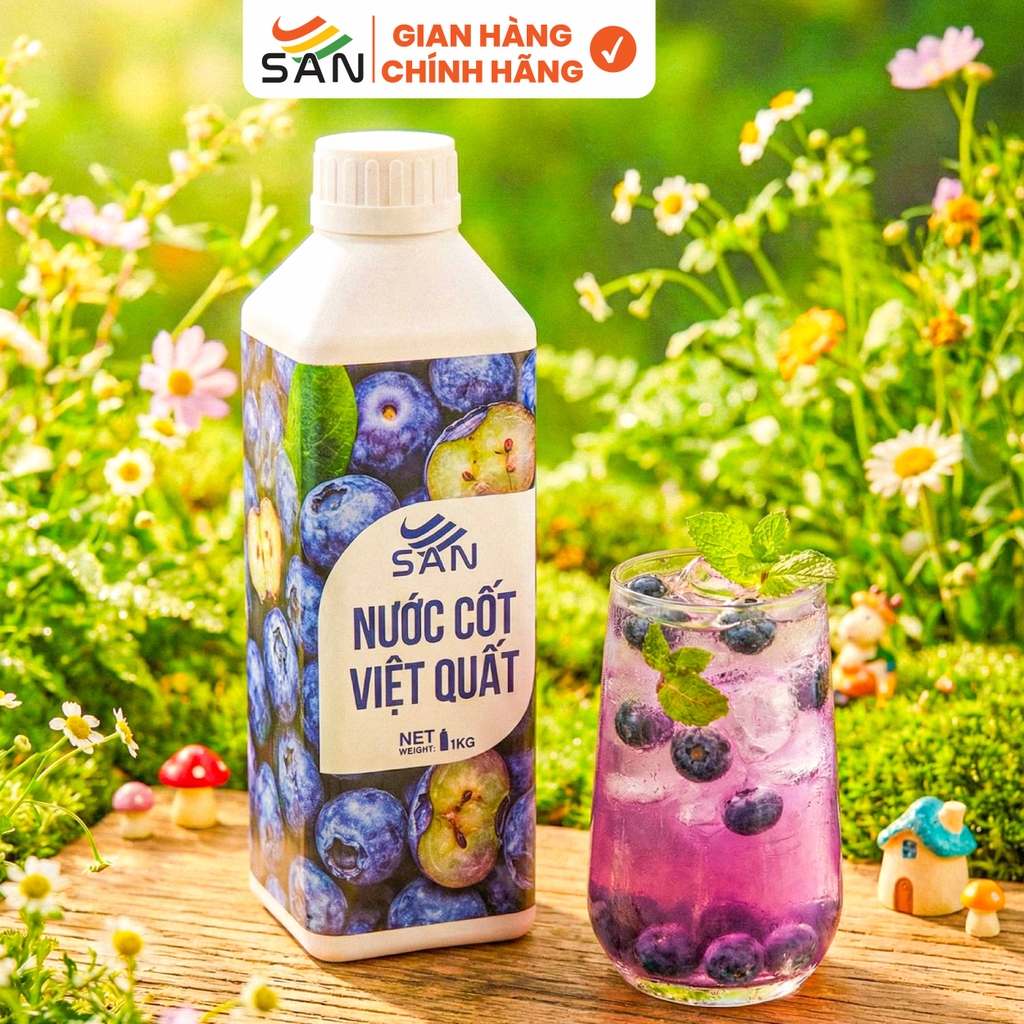 NƯỚC CỐT VIỆT QUẤT Chai 1Kg, tặng sách công thức, tiện dụng, trái cây tự nhiên, đậm đặc, chuyên dùng pha chế trà trái cây, soda