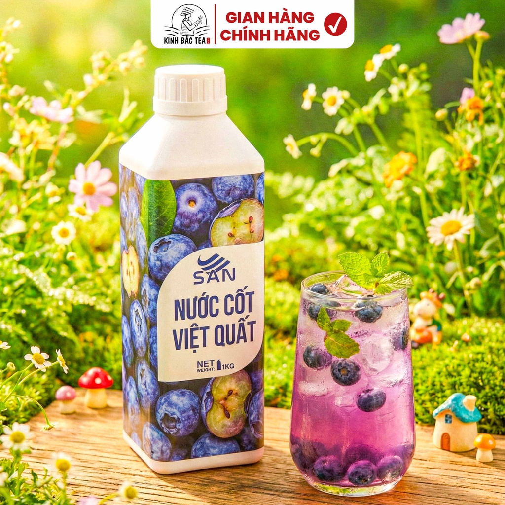 NƯỚC CỐT VIỆT QUẤT Chai 1Kg, tặng sách công thức, tiện dụng, trái cây tự nhiên, đậm đặc, chuyên dùng pha chế trà trái cây, soda