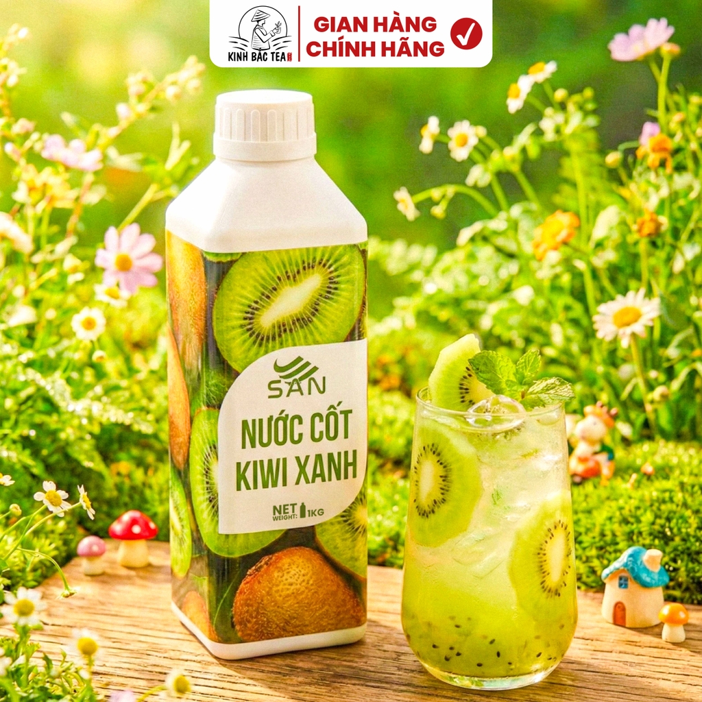 NƯỚC CỐT KIWI XANH Chai 1Kg, tặng sách công thức, tiện dụng, trái cây tự nhiên, đậm đặc, chuyên dùng pha chế trà trái cây, soda