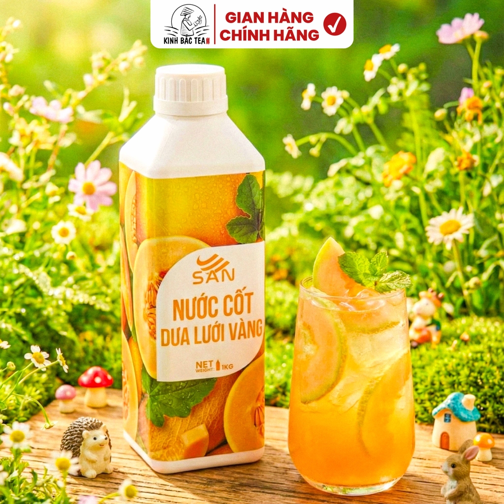 NƯỚC CỐT DƯA LƯỚI VÀNG Chai 1Kg, tặng sách công thức, tiện dụng, trái cây tự nhiên, đậm đặc, chuyên dùng pha chế trà trái cây, soda