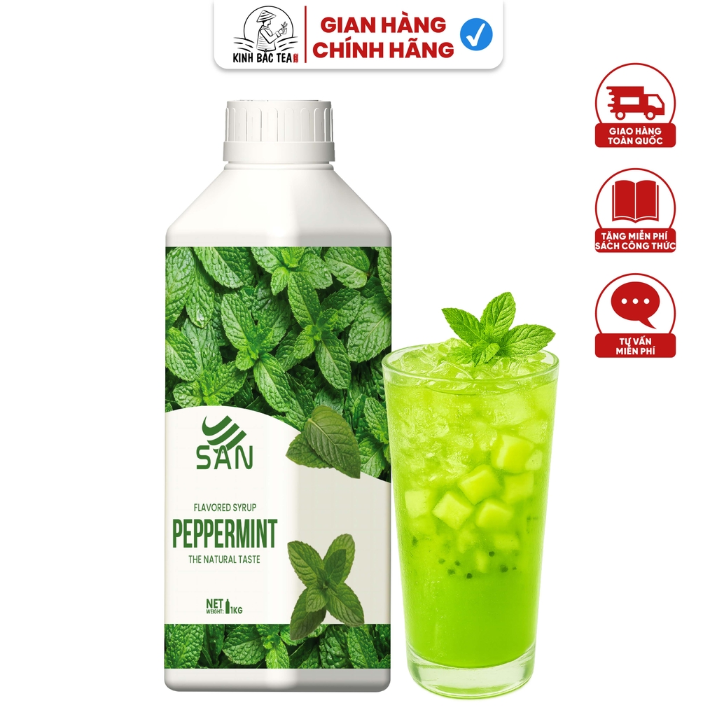 SYRUP HƯƠNG BẠC HÀ (1 kg), tặng sách công thức, tiện dụng, trái cây tự nhiên, đậm đặc, chuyên dùng pha chế trà trái cây, soda
