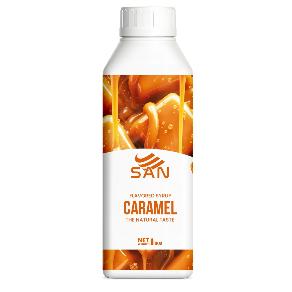 SYRUP HƯƠNG CARAMEL Chai 1Kg, đậm đà, có chai chiết 100ml tặng công thức, latte, trà sữa, làm bánh, pha chế đa dạng