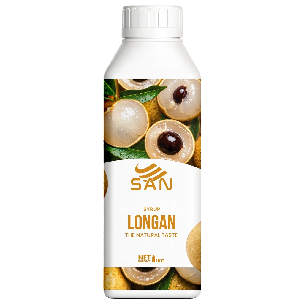SYRUP LONG NHÃN (1 kg), tặng sách công thức, tiện dụng, trái cây tự nhiên, đậm đặc, chuyên dùng pha chế trà trái cây, soda