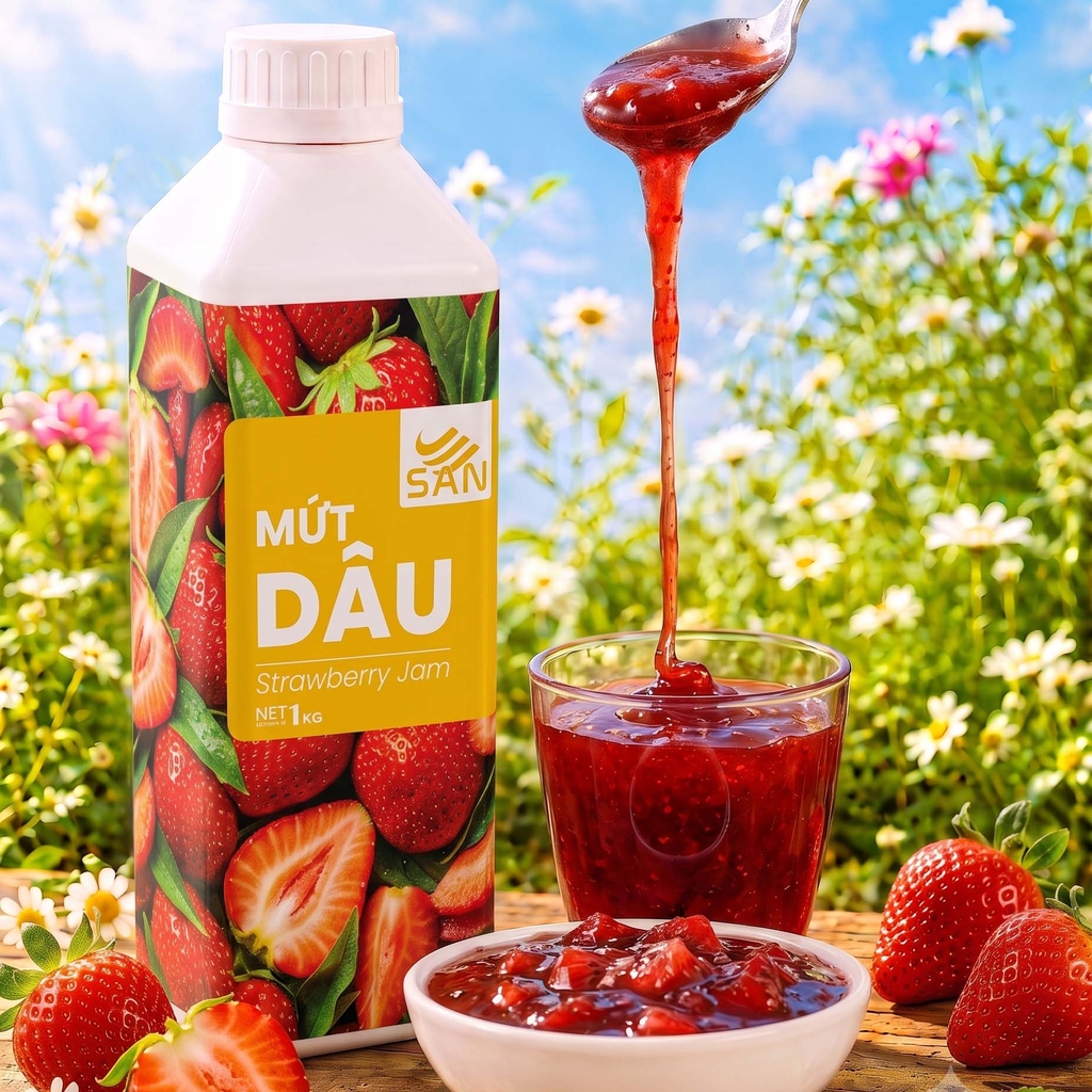 Mứt Dâu Tây Đậm Đặc Chai 1Kg