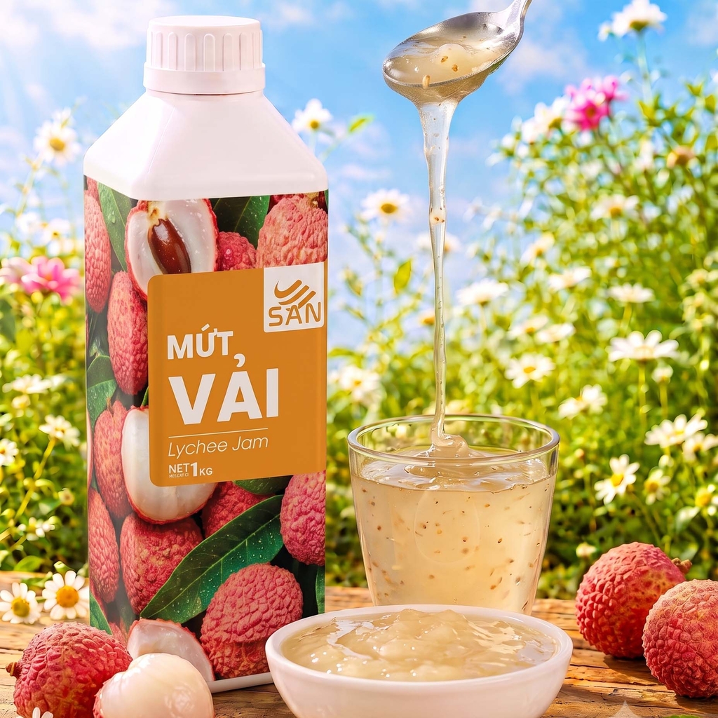 Mứt Vải Thiều Chai 1Kg