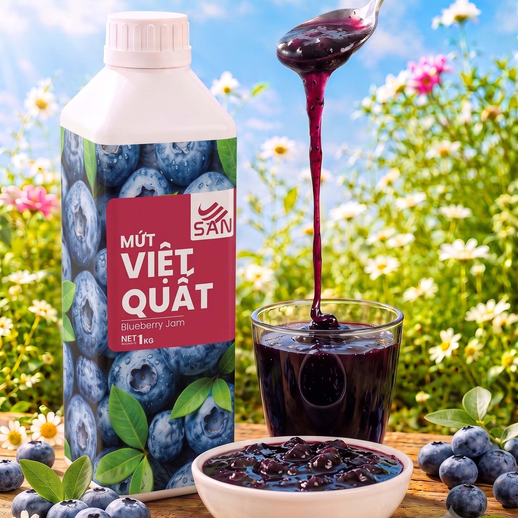 Mứt Việt Quất Blueberry Chai 1Kg