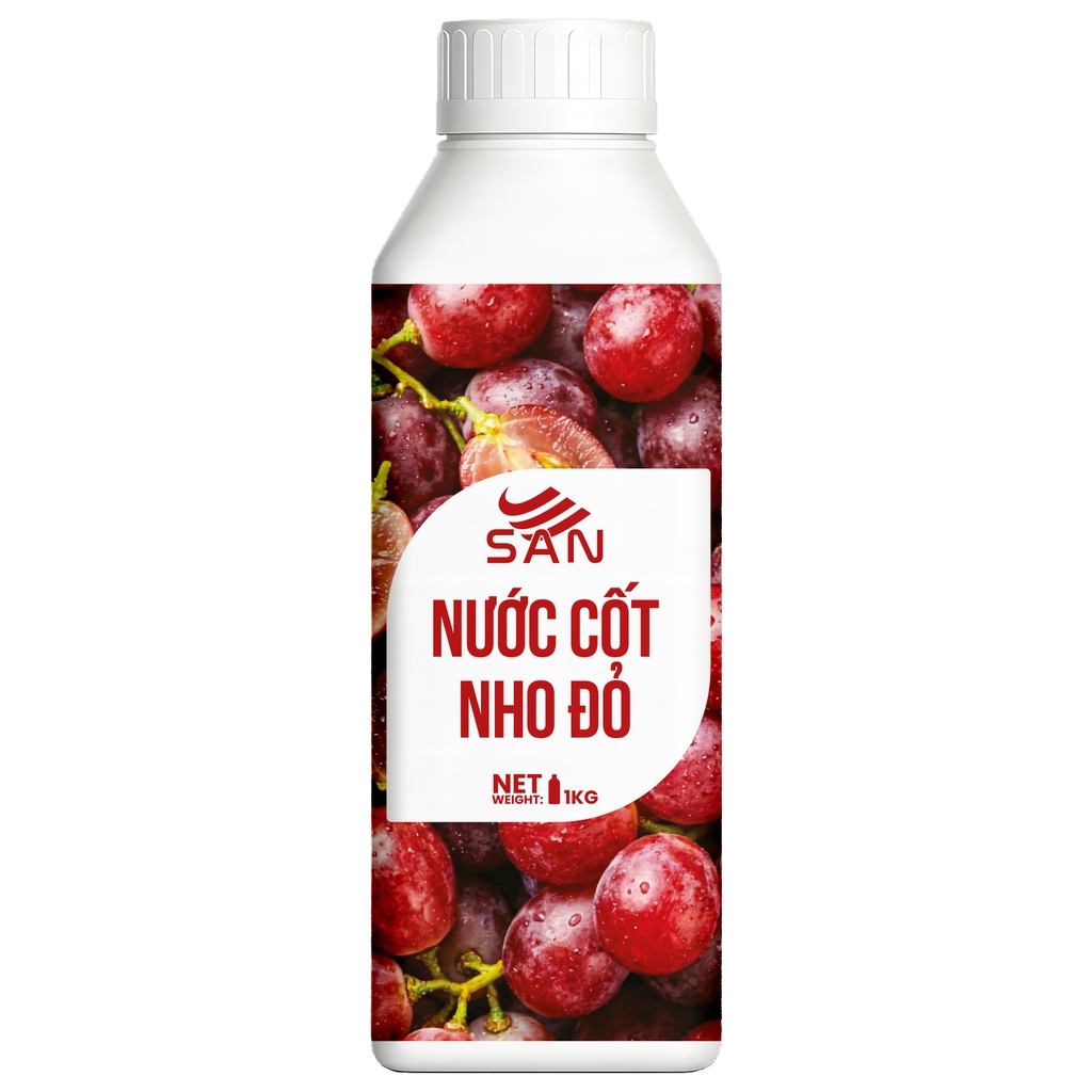 NƯỚC CỐT NHO ĐỎ (1 kg), tặng sách công thức, tiện dụng, trái cây tự nhiên, đậm đặc, chuyên dùng pha chế trà trái cây, soda