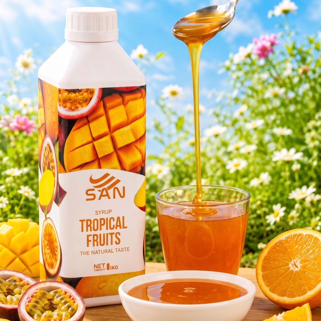Syrup Xoài Chanh Dây SAN Chai 1Kg