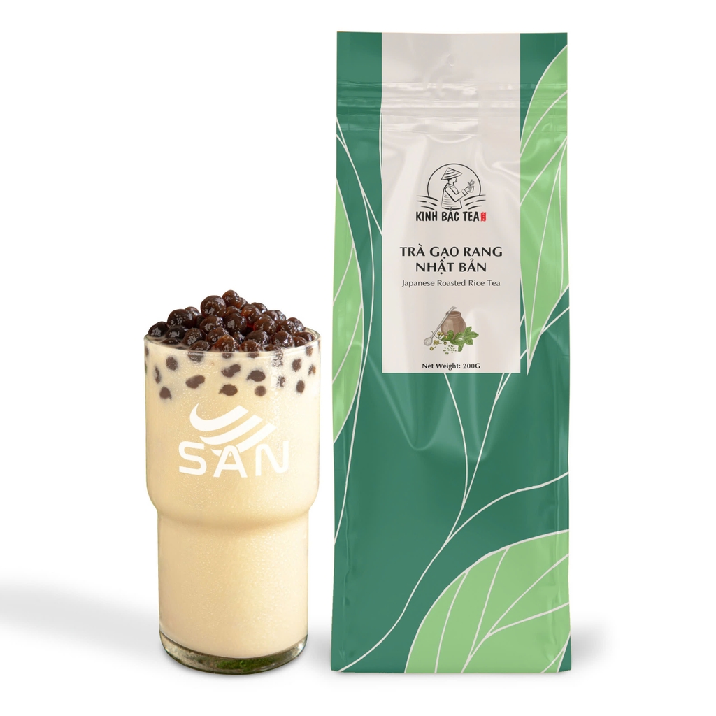 Trà Xanh Gạo Rang Đặc Biệt Kinh Bắc 200g (Pha trà sữa, trà trái cây đậm vị)
