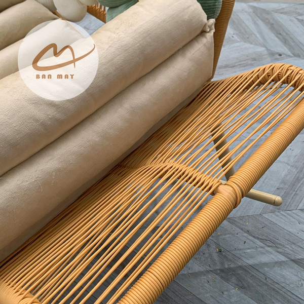 Ghế bập bênh bán nguyệt, ghế bập bênh thư giãn Bản Mây khung thép mây nhựa decor ban công, sân vườn