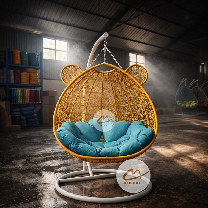 Xích Đu Mây Nhựa Tai Gấu Bản Lớn – Thiết Kế Nhận Diện Cho Không Gian Hiện Đại