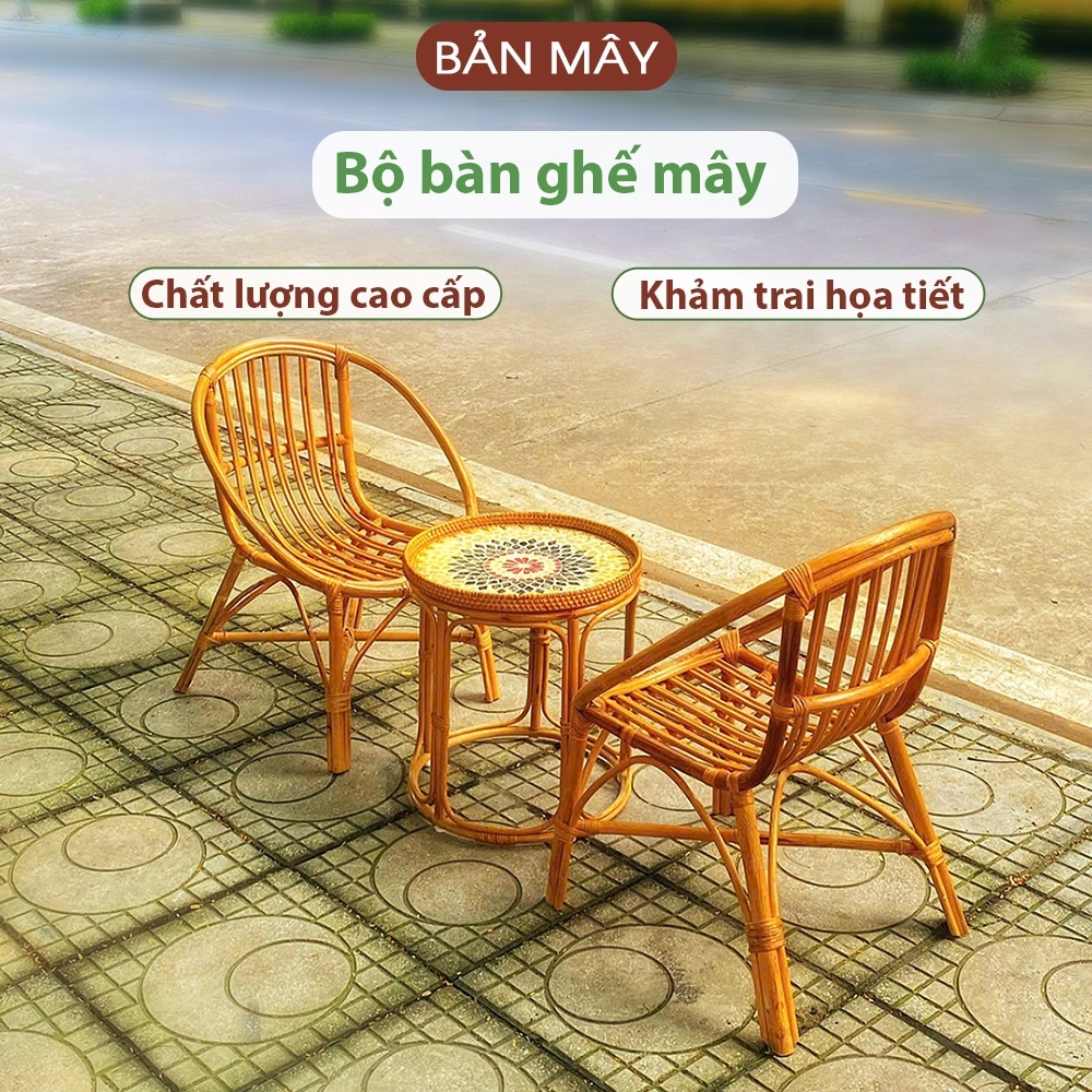 Bộ bàn trà mây tự nhiên