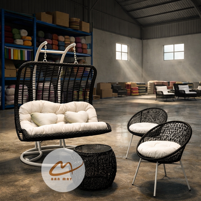 Bộ Bàn Ghế Xích Đu Lưng Vòm Cần Kép, Nội Thất Đại Gia Đình Bền Bỉ mà Sang Trọng